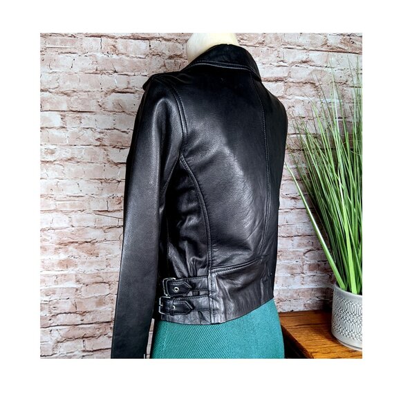 Bagatelle Women's Black Genuine Leather Biker Moto Jacket Sz XS NWT - Picture 3 of 9